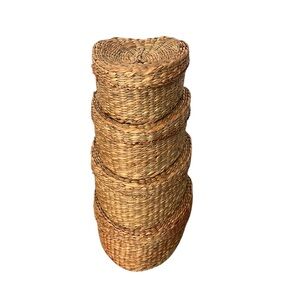 *NFS*VTG Sweet Grass Hand Woven Nesting Baskets Boho Home Decor Storage